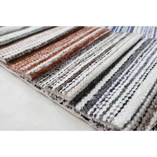 High Quality New Plain 100% Polyester Jacquard Stripe Blended Woven Chenille Sofa & Curtain Fabric Home Textile