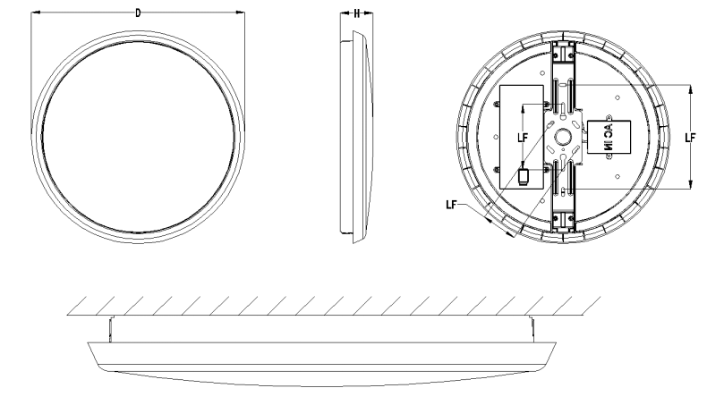 Dimmable IP54 IP65 LED Bulkhead Light For Courtyard Washroom