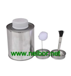 China Plain silver color 250ML PVC glue can with plastic cap Brush in Can on sale
