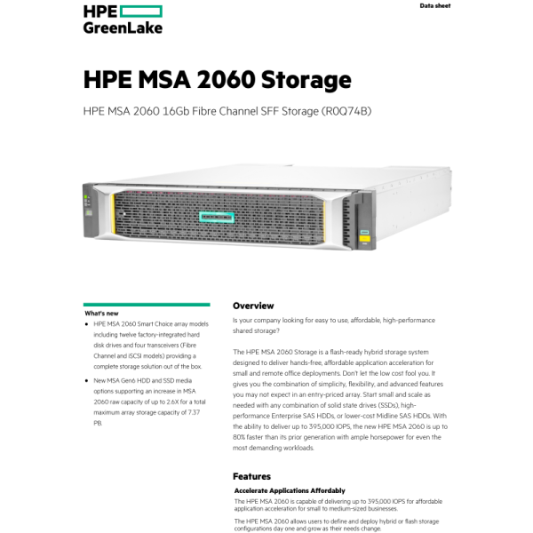 HPE MSA 2060 16Gb Fibre Channel SAN Storage System