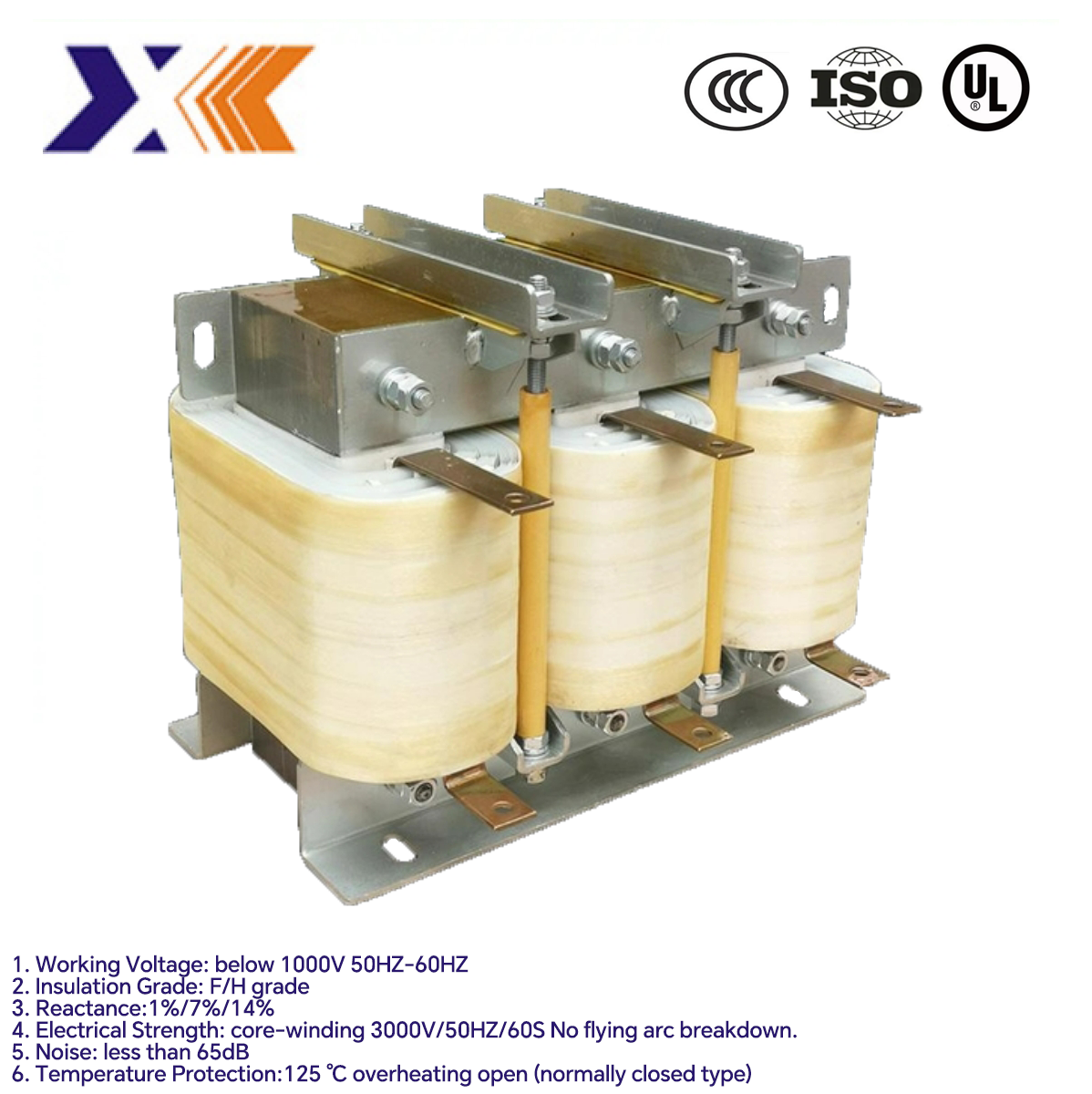 1.401mh Inductance Three Phase Reactor for 450V Electromagnetic Induction Components