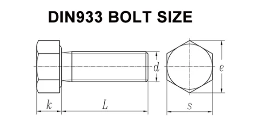 DIN933 ISO4017 EN24017 Hexagon Head Bolts Full Thread Carbon Steel / Alloy Steel
