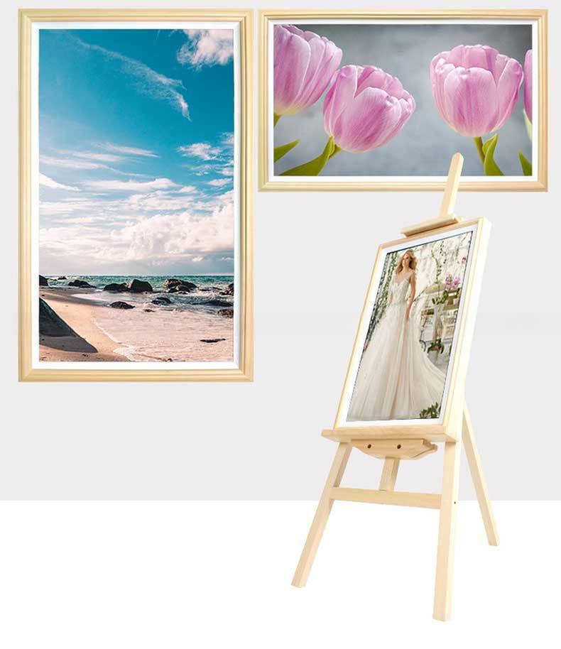 UHD 55" inch Wood digital photo frame LCD LED Advertising signage display WIFI Android monitor with wooden frame