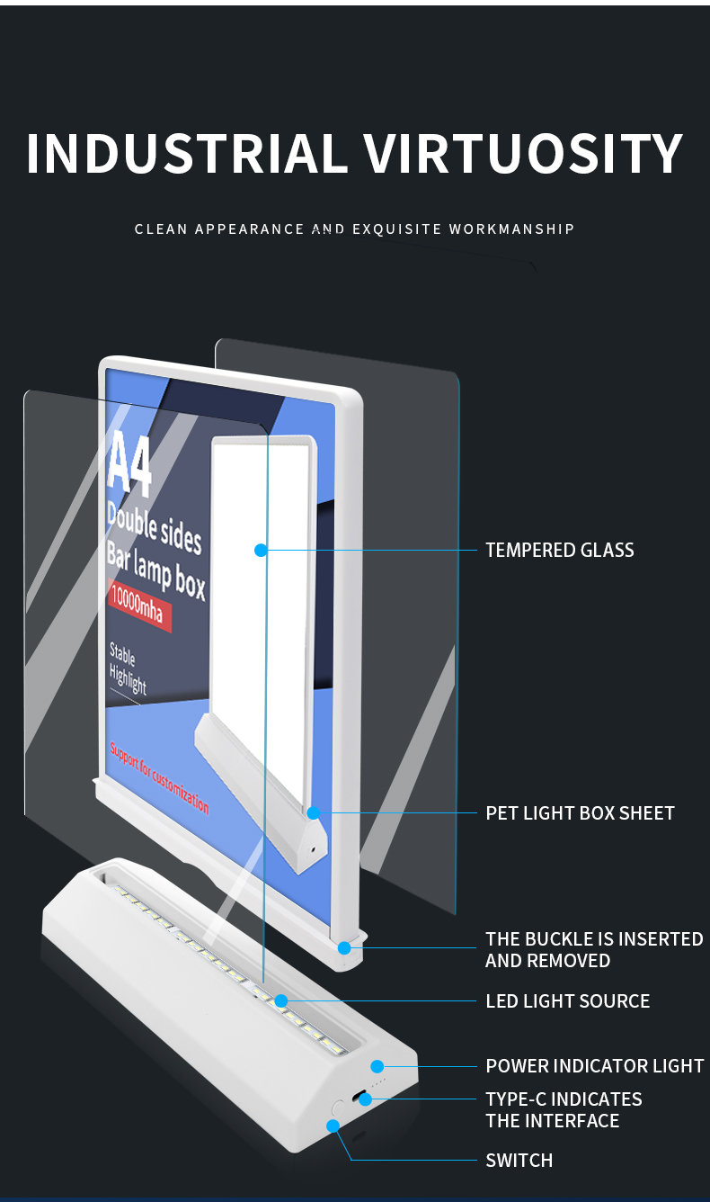 Upgrade Your Menu Display with Our Indoor LED Light Box Battery Powered and Durable
