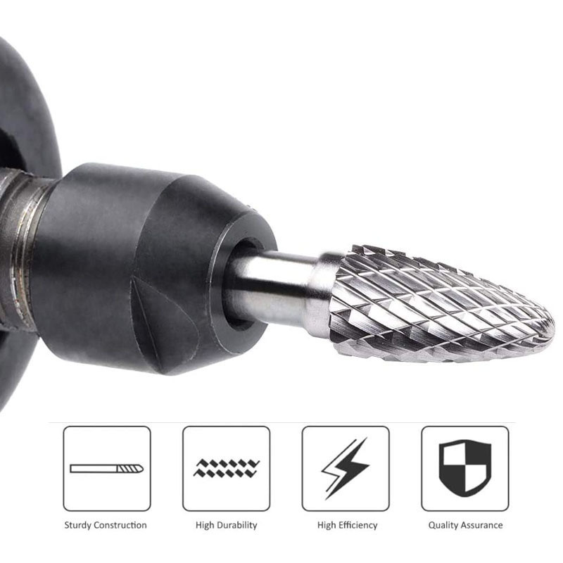 10PCS High Speed Grinder Flexible Rotating Double Cut Tungsten Carbide Rotary Burr Set