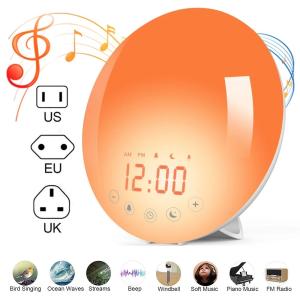 China RoHS 7 Colors Smart WiFi Wake Up Alarm Clock Light Tuya APP Works With Alexa on sale