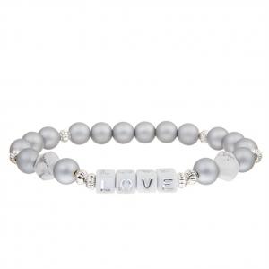 Buy cheap 8mm Silver Stone Beaded Love Bracelet For Women Fashion Jewelry Wholesale product