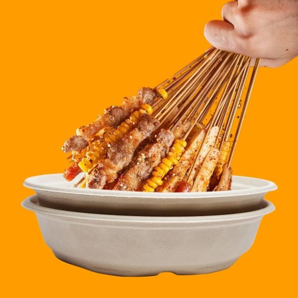 Compostable sugarcane bagasse paper bowl fast food packaging outer box customization