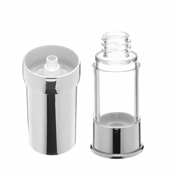 10 / 15 / 20 / 30 ML Airless Cosmetic Bottles , All Silver Aluminum
