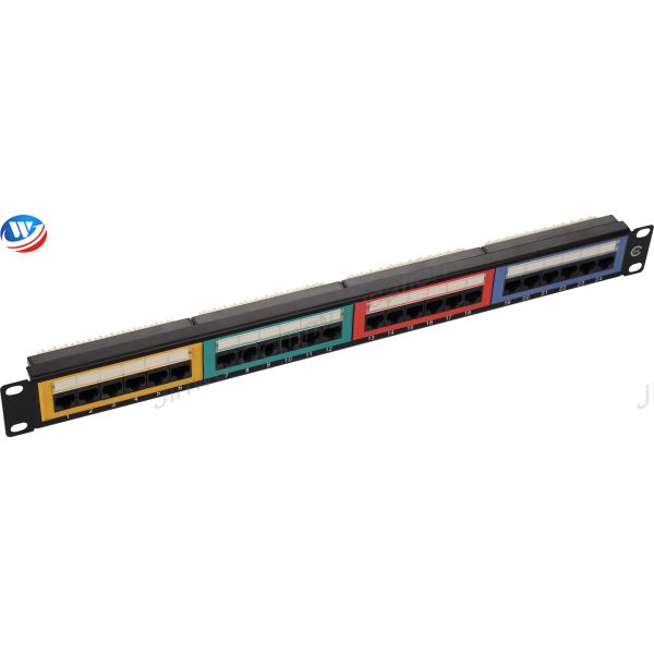 Colored Keystone 19 Inch Patch Panel Cat6 UTP 24 Port Wall Mount