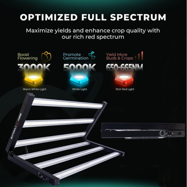 Foldable LED Grow Light Remote Control 180° 540W Color Customized Full Spectrum 5 Years Warranty With Dimming System