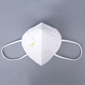 Ear Mounted White KN95 Filter Mask Folding Valved Dust Mask 155mm*105mm