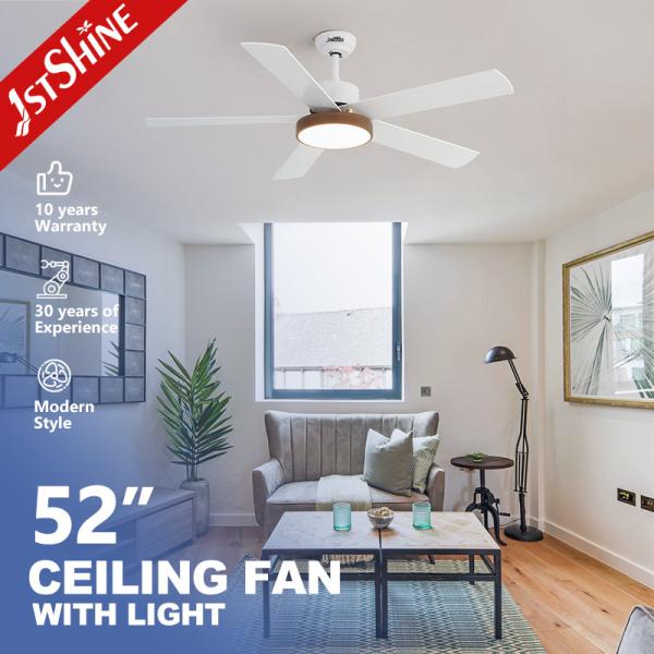 Quality LED Smart Ceiling Fan Light White Finish 5 MDF Blade High Speed for sale