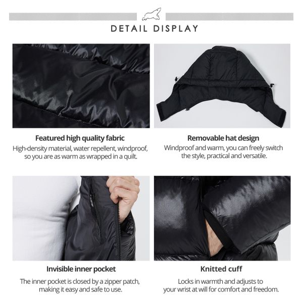 Waterproof Short Padded Jacket Long Sleeve Short Black Puffer