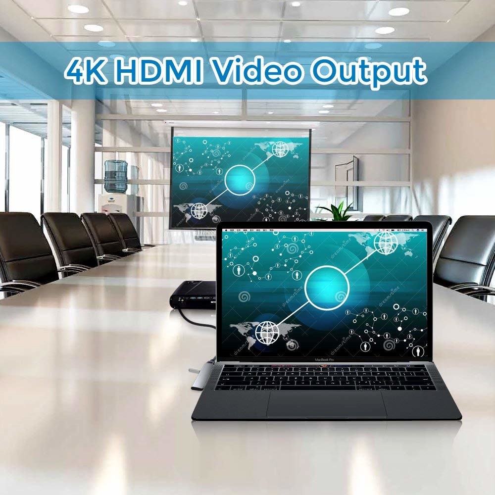 7-in-1 USB C Hub for 2016/2017/2018 MacBook Pro 13” and 15”,USB C Adapter with 40Gbs Thunderbolt 3,4k @30Hz