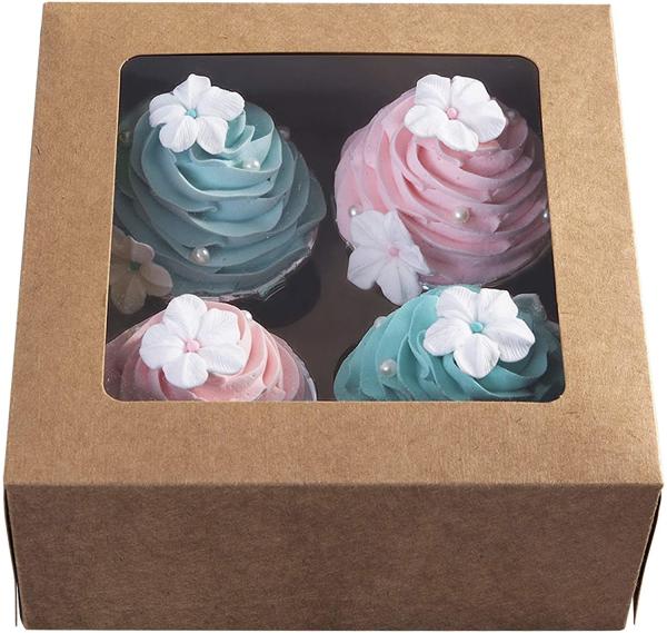 Quality Valentines Day Cookie Gift Bakery Kraft Paper Cupcake Boxes for sale
