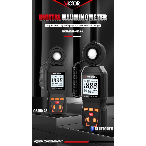 VICTOR 1010DL Digital Light Meter Lux meter 0~200000lux cheap light illuminance lux meter for LED