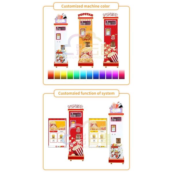 24/7 Automatic Vending Popcorn Machine 2 Minutes Dispensing Electric Power Source