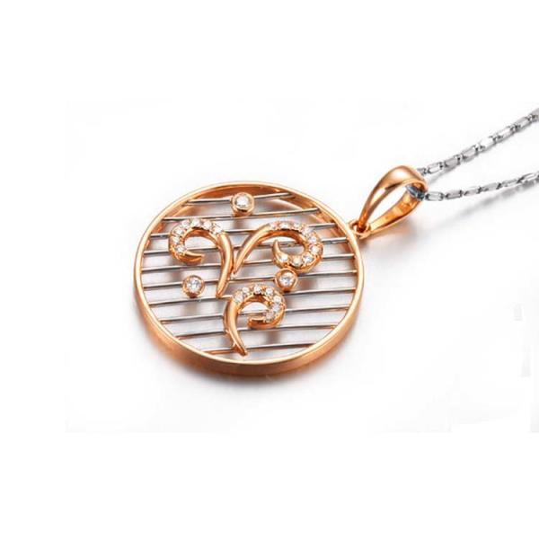 Quality New Design 18K Rose Gold White Gold Two Tone  Round Charm Necklace  (GDN006) for sale