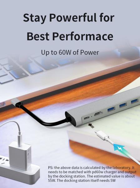 Quality Usb3.0 Usb2.0 Rj45 Pd HDMI Usb C Docking Station Hub Otg Adapter Splitter OEM ODM for sale