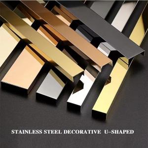 China JIS Stainless Steel Tile Trim U Profile Decorative Profile With V Groove on sale