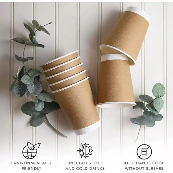 Bio-Degradable Drinking PLA Coating Recyclable Double Wall Paper coffee Cups