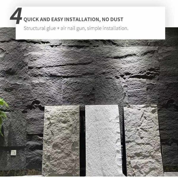 Home Decoration PU Cultural Stone Panel Dark Grey Simulation Polyurethane 120 * 60cm