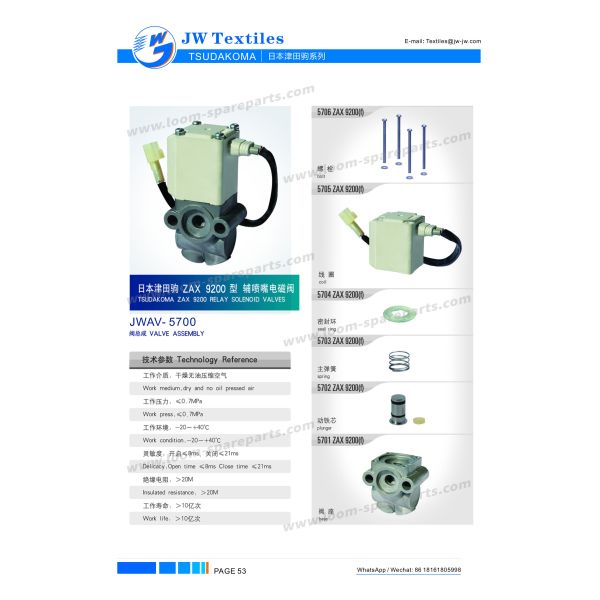 Tsudakoma ZAX 9200 Relay Solenoid Valves Weaving Loom Airjet Parts Supplier