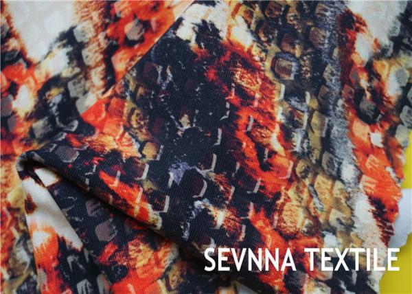 Quality Wet Printing Patterned Polyester Fabric , Spandex Lycra Polyester Jersey Fabric for sale
