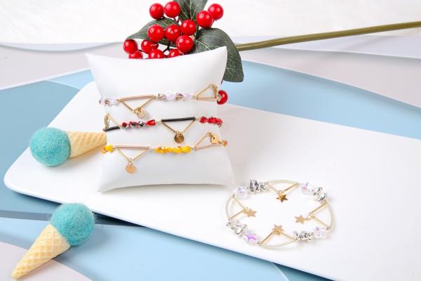 Quality Crystal Stretchy Spring Zircon Star Chain Bracelets Rainbow Color for sale