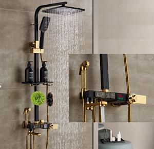 Buy cheap Black Golden Copper 314SUS Intelligent Shower Faucet With Button product