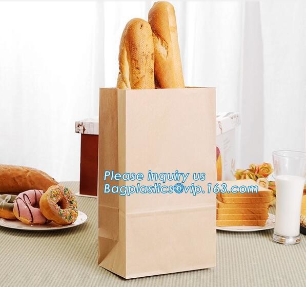wholesale bread paper bag for customer blank paper bag,greaseproof printed bakery bread packaging plastic paper bags wit