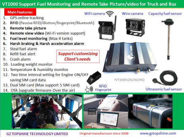 Quality Max 4 Tank Fuel Monitor Car GPS Tracker with Cut Off Engine Remotely Over Speed Alert for sale