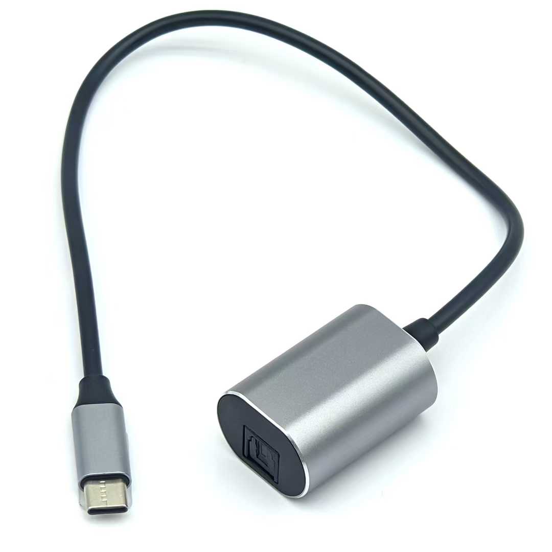 High-Fidelity TOSLINK Optical Audio Cable with USB-C Male Connector for Professional or Personal Entertainment Setups