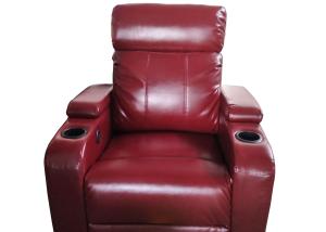 Double Recliner Theater Seating Sofa , Theater Sofa Set Folding Armrest