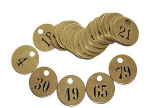 Pre-Numbered Tag Round Brass Interlocking Stencils 1/2 Black - Filled Numbers