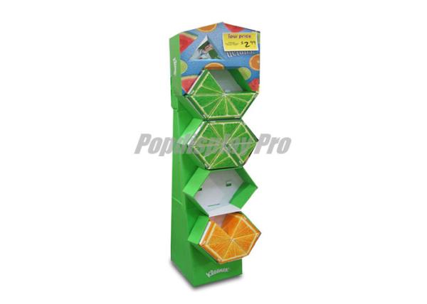 Quality Impact Kleenex Tissue Display Standee Green With 4 Hexagon Shelves for sale