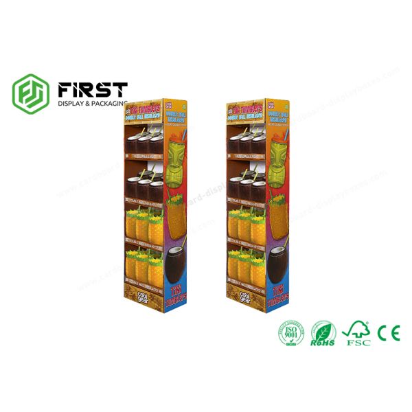Custom Made Foldable Corrugated Floor Display With Logo Printed For Promotion