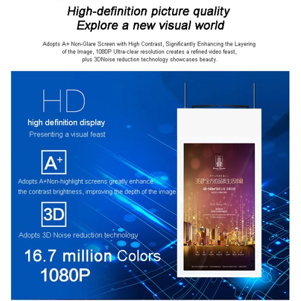 Ultra-Thin Bezel High Brightness Hanging Shop Window LCD Display Advertising Screen Double Sided Digital Signage Media Player