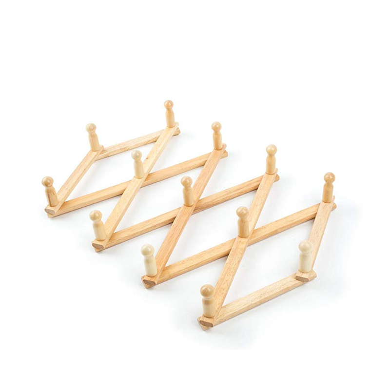 Installation Type Wall Mounted Accordion Style Bamboo Coat Rack with 13 Hooks CE / EU Certified