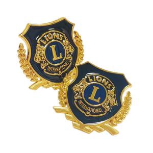 China Custom Enamel Metal Badges Engraved Name Badges Lion Club Lapel Pin on sale