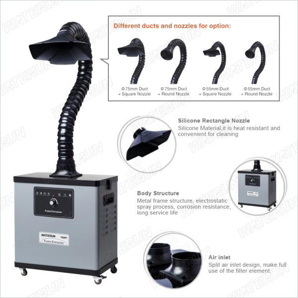 Quality 80W Portable Solder Fume Extractor 235m3/h System Flow With Removable Wheels for sale