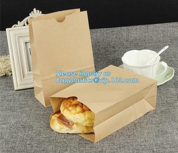 Custom Printing Recycled Brown Kraft Paper Bags,Custom Printed Factory Glassine Paper Bread Small Brown Bag, bagease