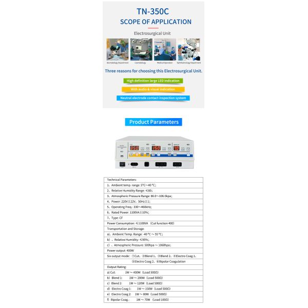 Six Output Mode Electrosurgical Unit Machine Electrosurgical Equipment