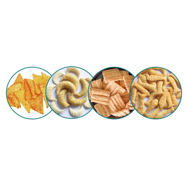 30*4*4m Silver Extruded Wheat Flour Bugles Chips Frying Snacks Food Processing Line Machine