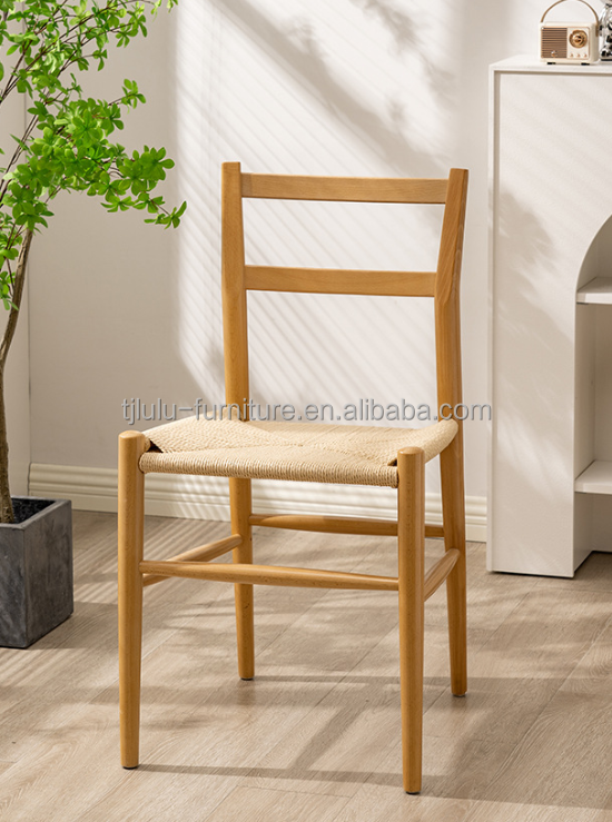 Sturdy Wood Dining Chair with Woven Cord Cushion The Perfect Addition to Your Study Desk and Leisure Cafe