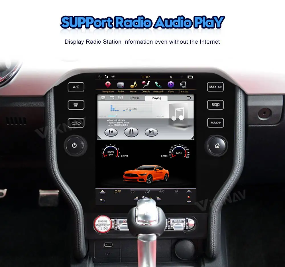 Viknav Touch Screen Car Radio For Ford Mustang 2014-2021 Video Player Head Unit Auro Stereo Android GPS Navigation Carplay