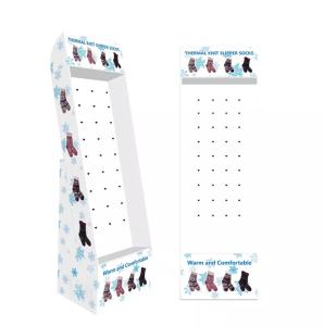 China Retail Supermarket Clothing Socks Cardboard Display Stand With Hooks Customized on sale