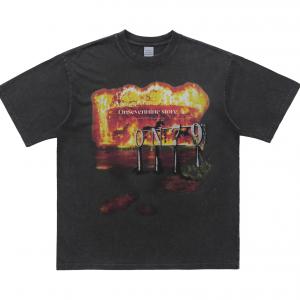 China Cotton Panic Buying Oversized Acid Washed Print Shirts Heavyweight T-Shirt Fabric Type on sale
