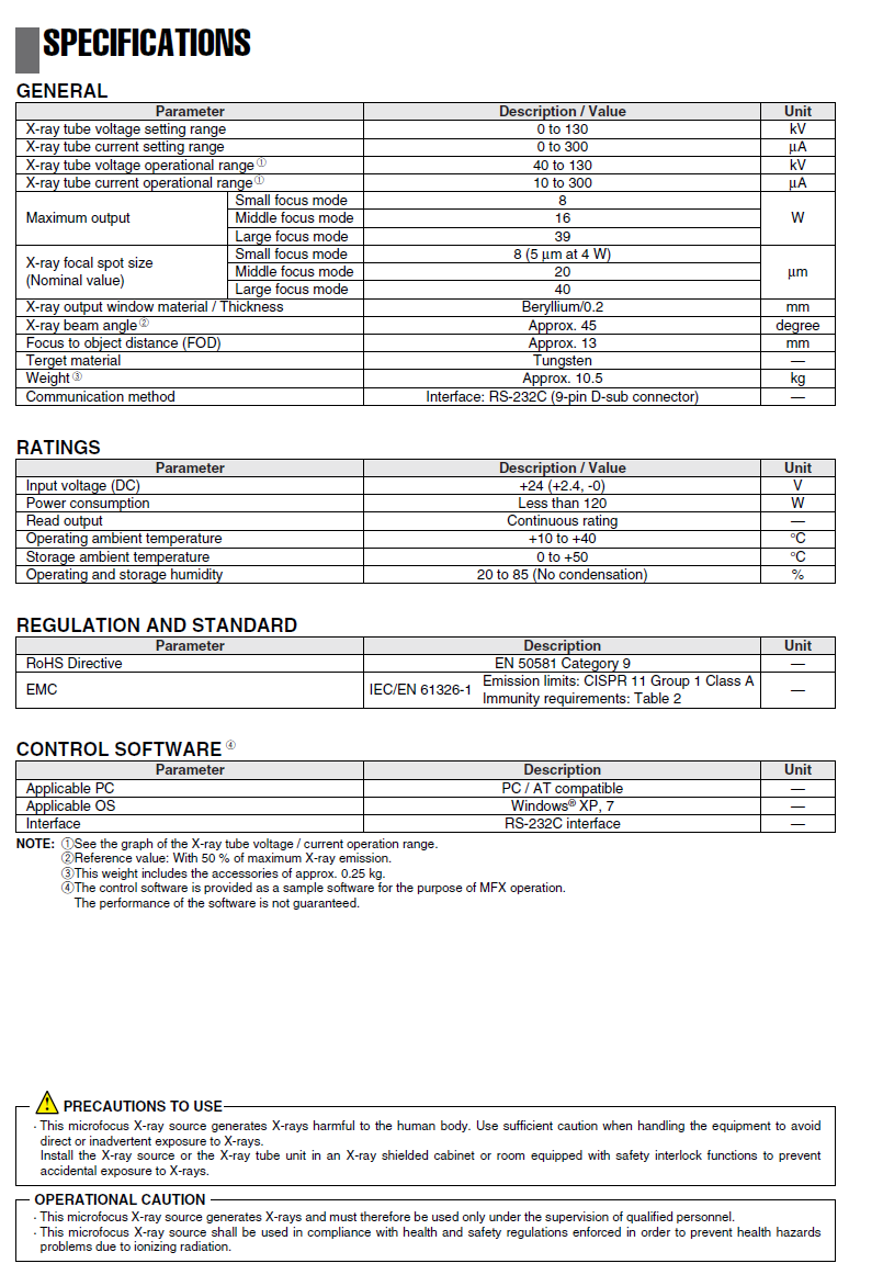 Hamamatsu L9181-02 Compact X-ray Tube